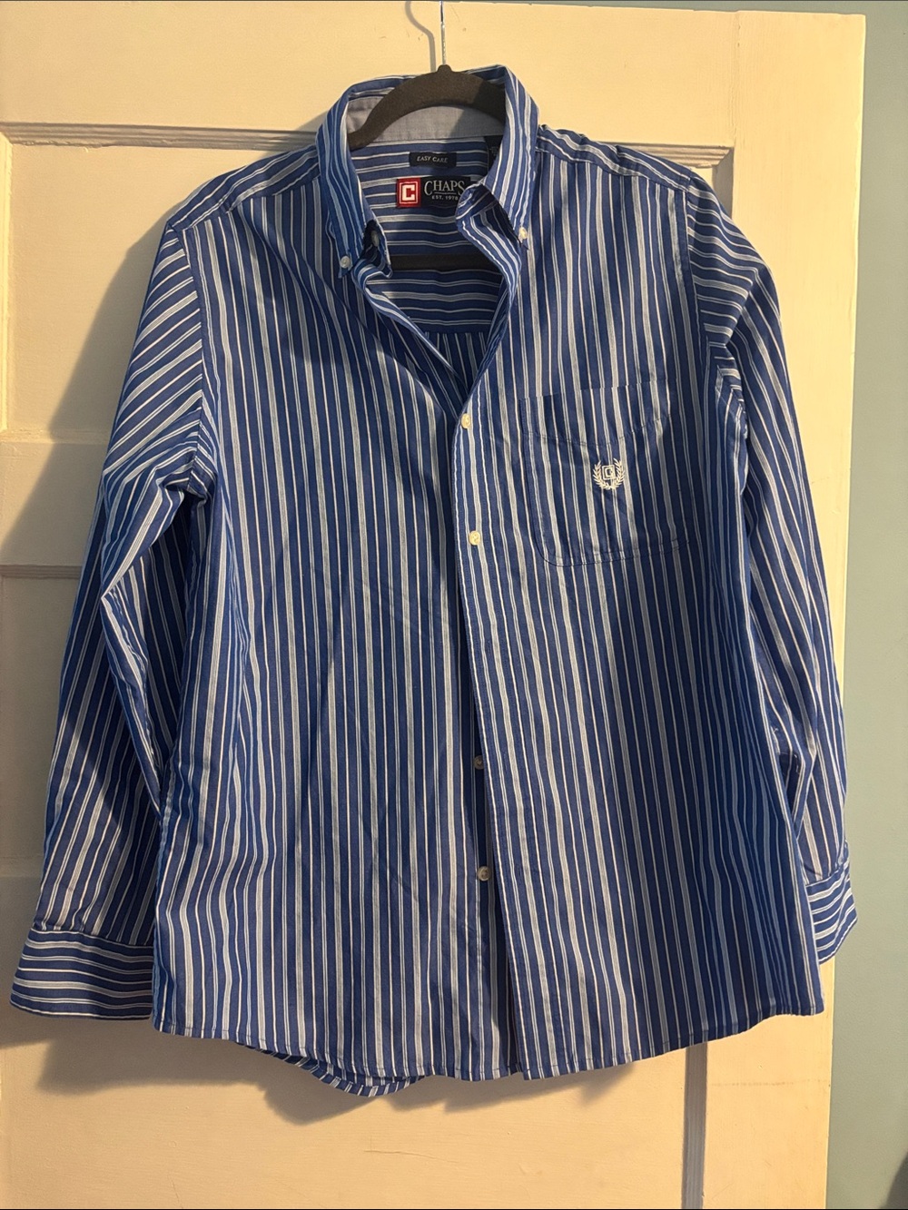 Chaps Men’s Navy & White Vertical Stripe Button-Down Shirt